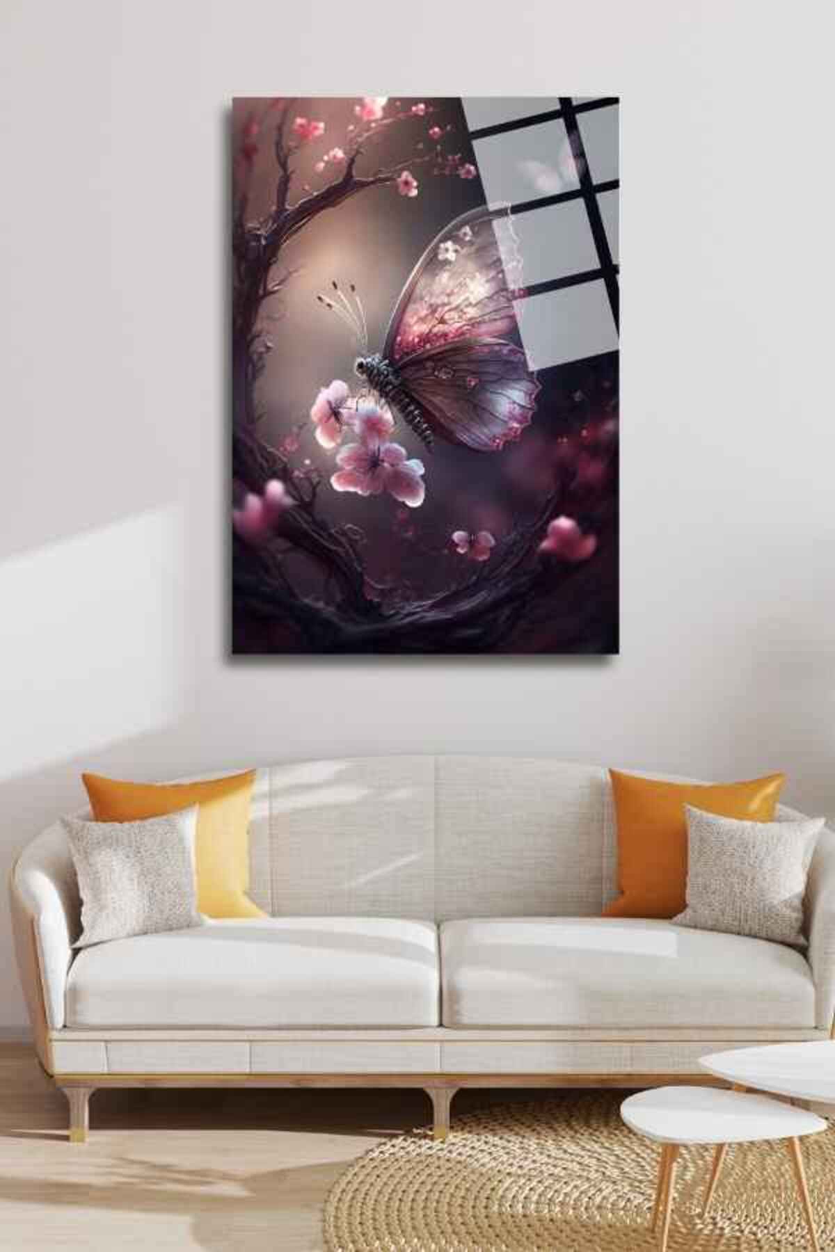Kelebek, Yüksek Çözünürlüklü, Dayanıklı Cam Tablo 209 - 60 x 90