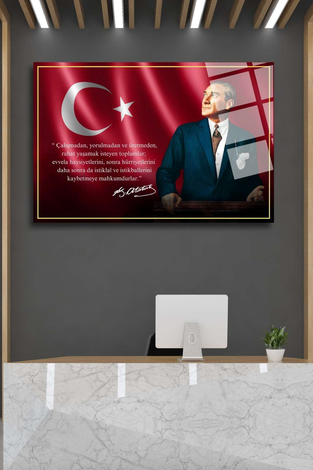 Mustafa Kemal Atatürk Tablosu , Cam Tablo 283 - 60 x 90