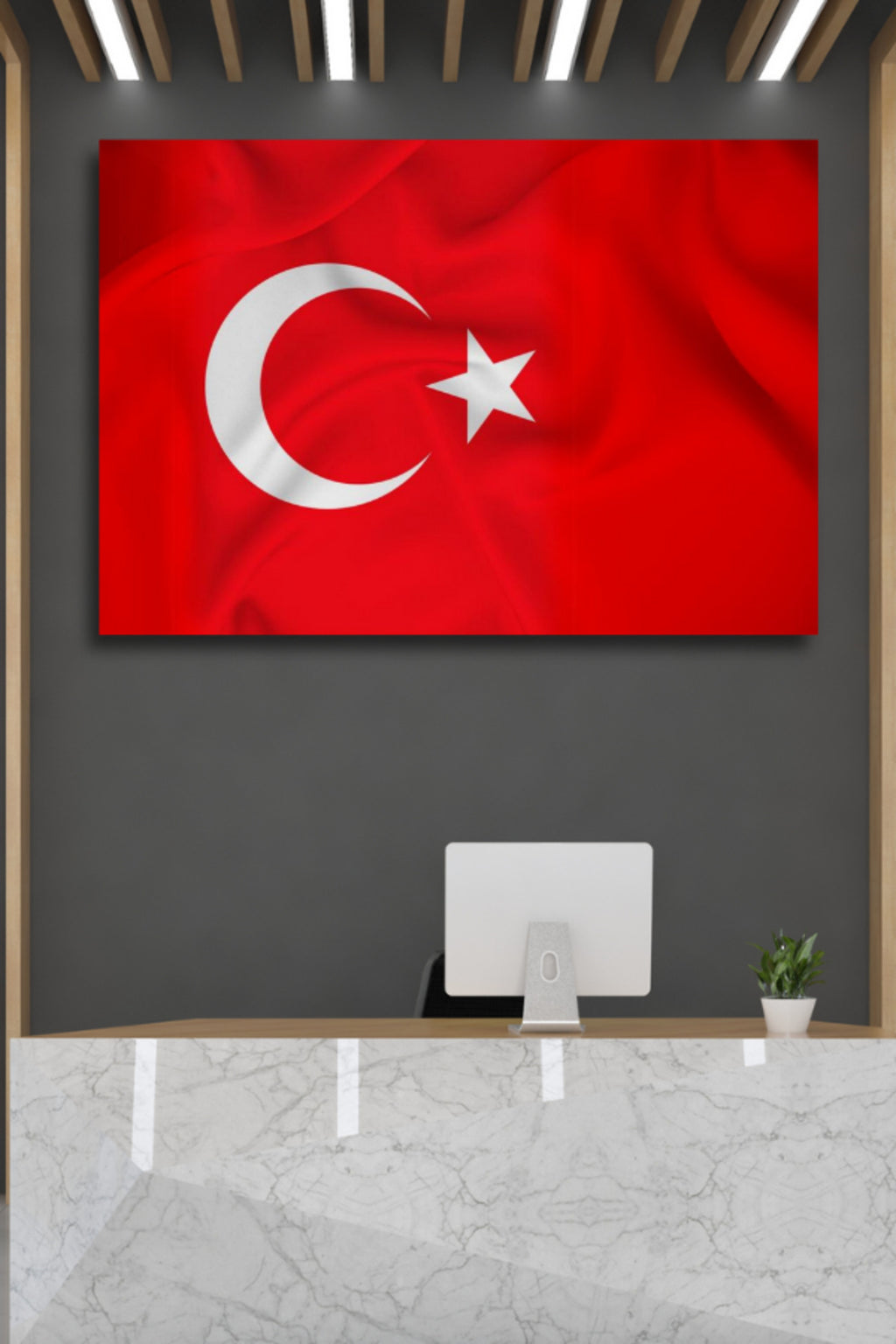 Türk Bayrağı, Kırılmaya Dayanıklı Cam Tablo 211 - 30 x 45