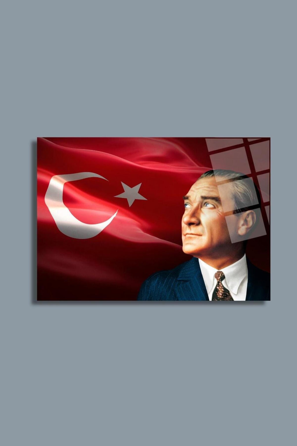 Atatürk ve Türk Bayrağı Cam Tablo 97 - 45 x 65