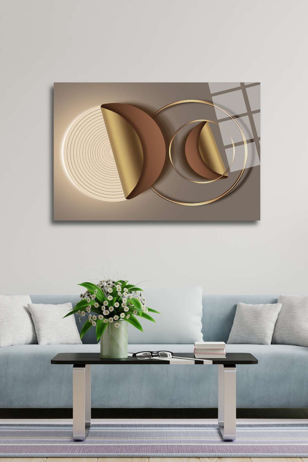 Altın Çember ve Daire Modern Cam Tablo 400 - 60 x 90