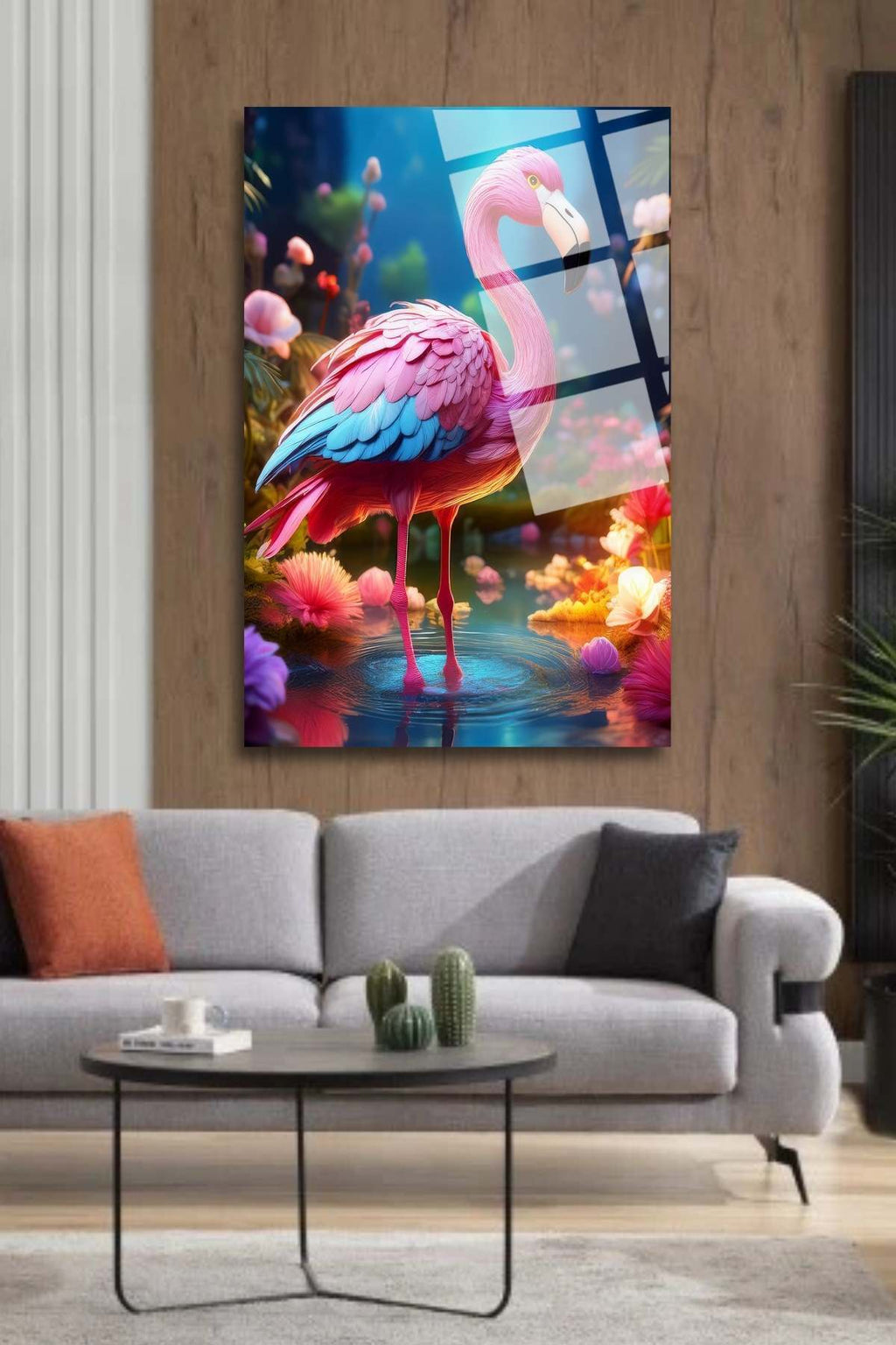 Flamingo Tablosu, Kırılmaya Dayanıklı, Cam Tablo 247