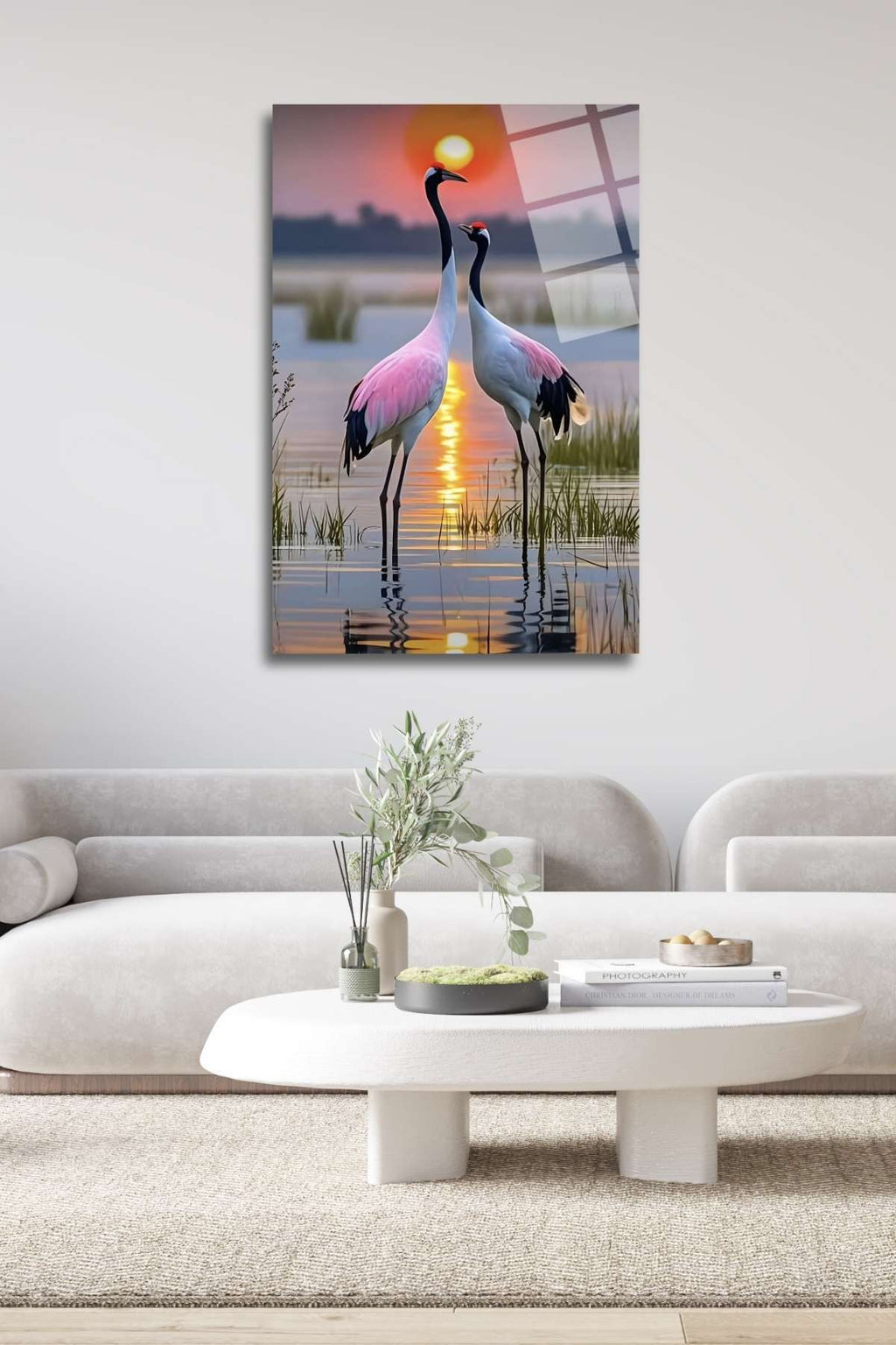 Günbatımında Kuşlar, Kırılmaya Dayanıklı Cam Tablo 309 - 60 x 90