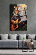 Gitar Çalan Kaplan Cam Tablosu 213 - 30 x 45