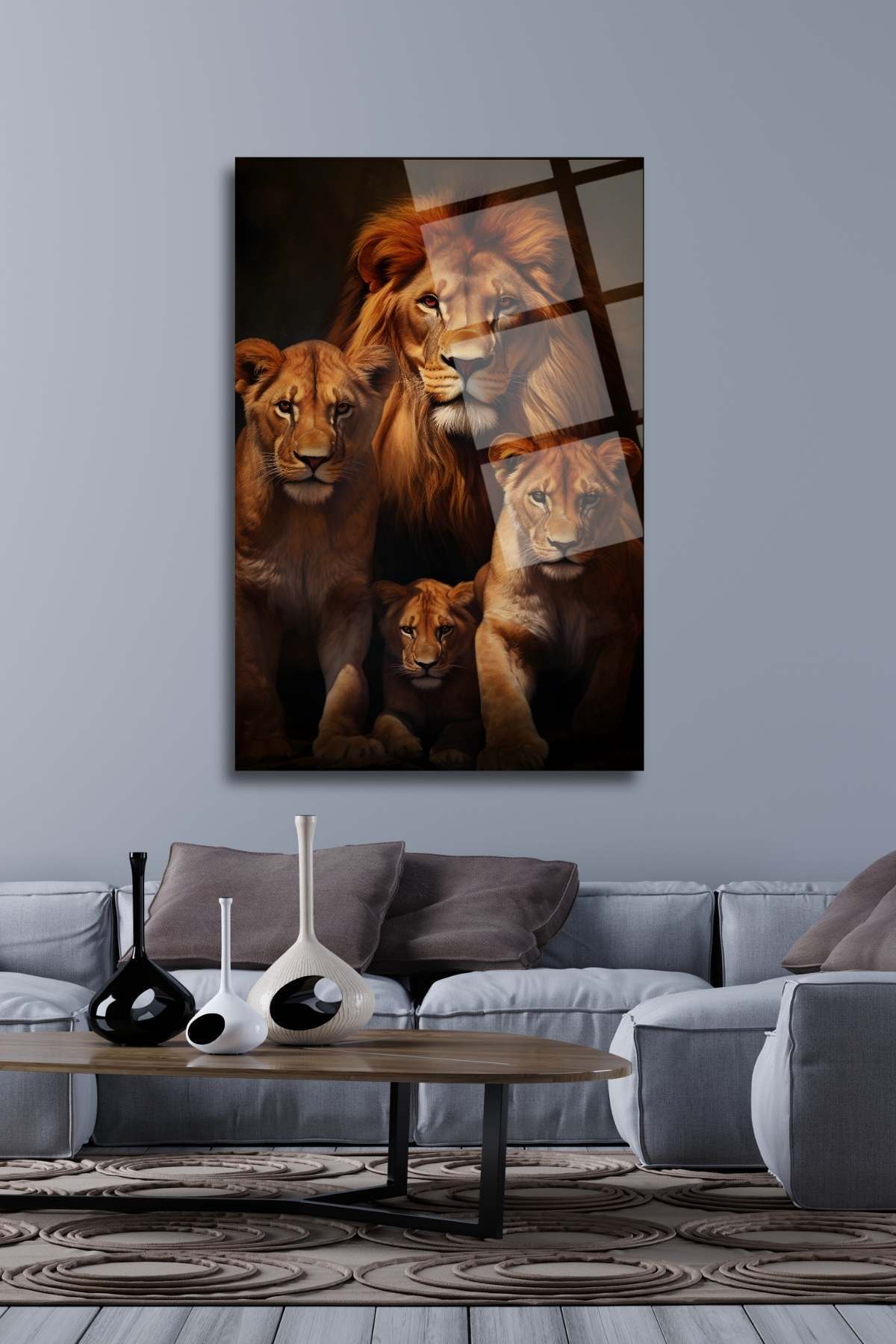 Aslan Ailesi , Cam Tablo 243 - 45 x 65