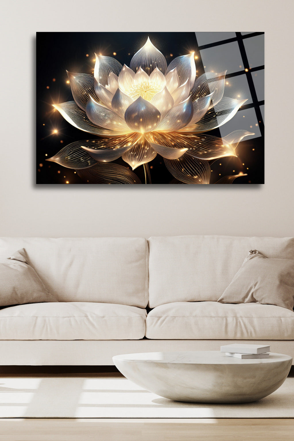 Lotus Çiçeği Cam Tablo HMDS0012