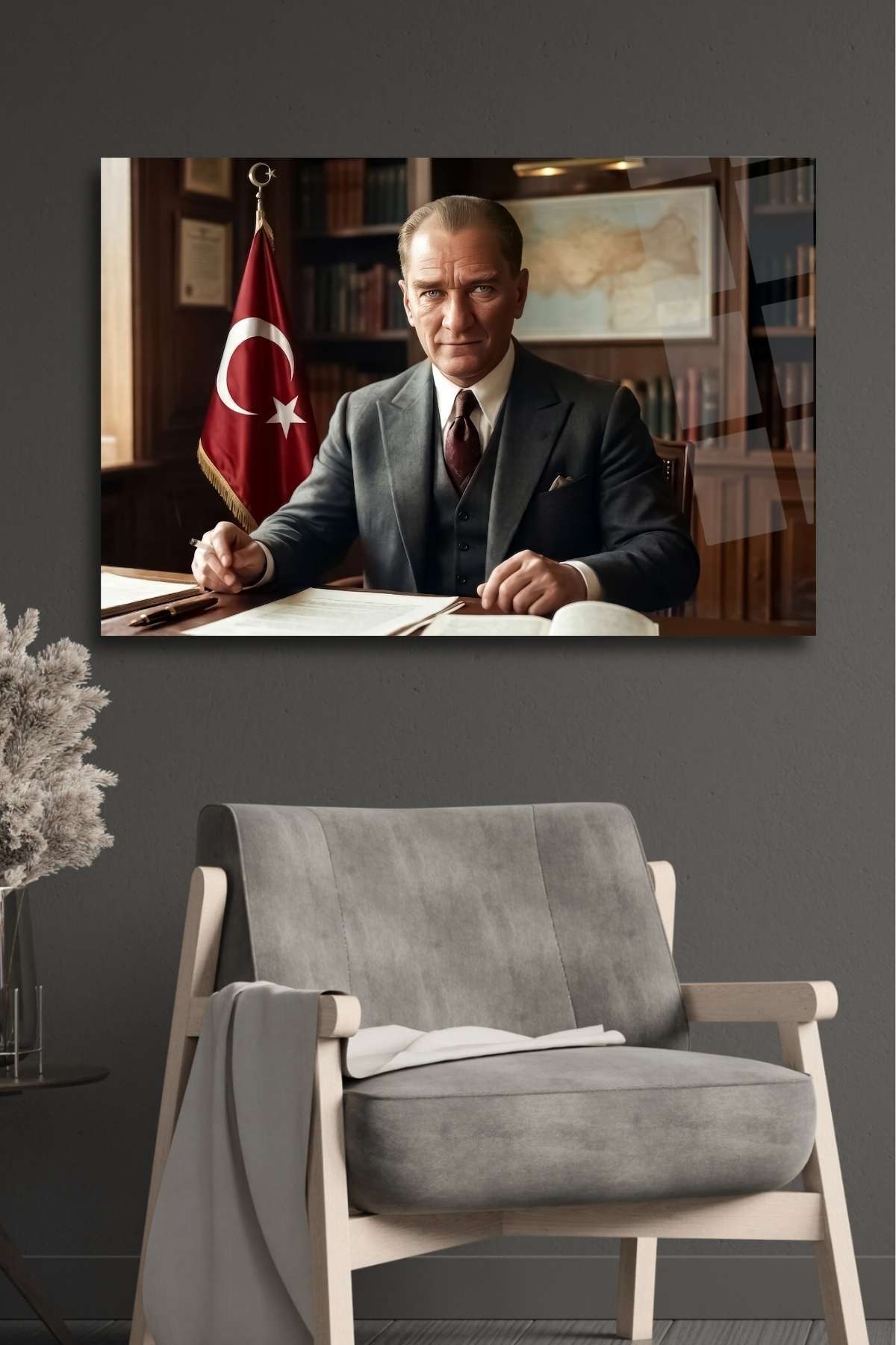 Mustafa Kemal Atatürk Cam Tablo HMDS0479