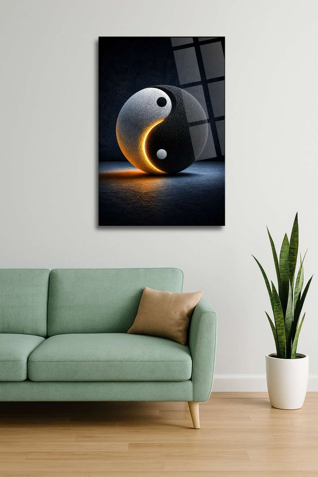 Yin Yang , Kırılmaya Dayanıklı Cam Tablo 475 - 60 x 90