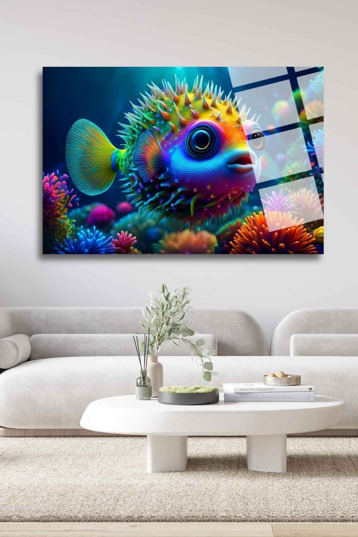 Balon Balığı Cam Tablo 253