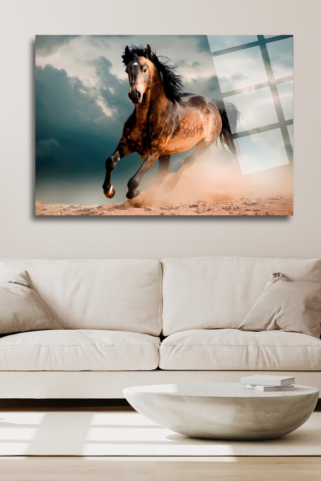 Koşan At Temalı Cam Tablo 33 - 45 x 65