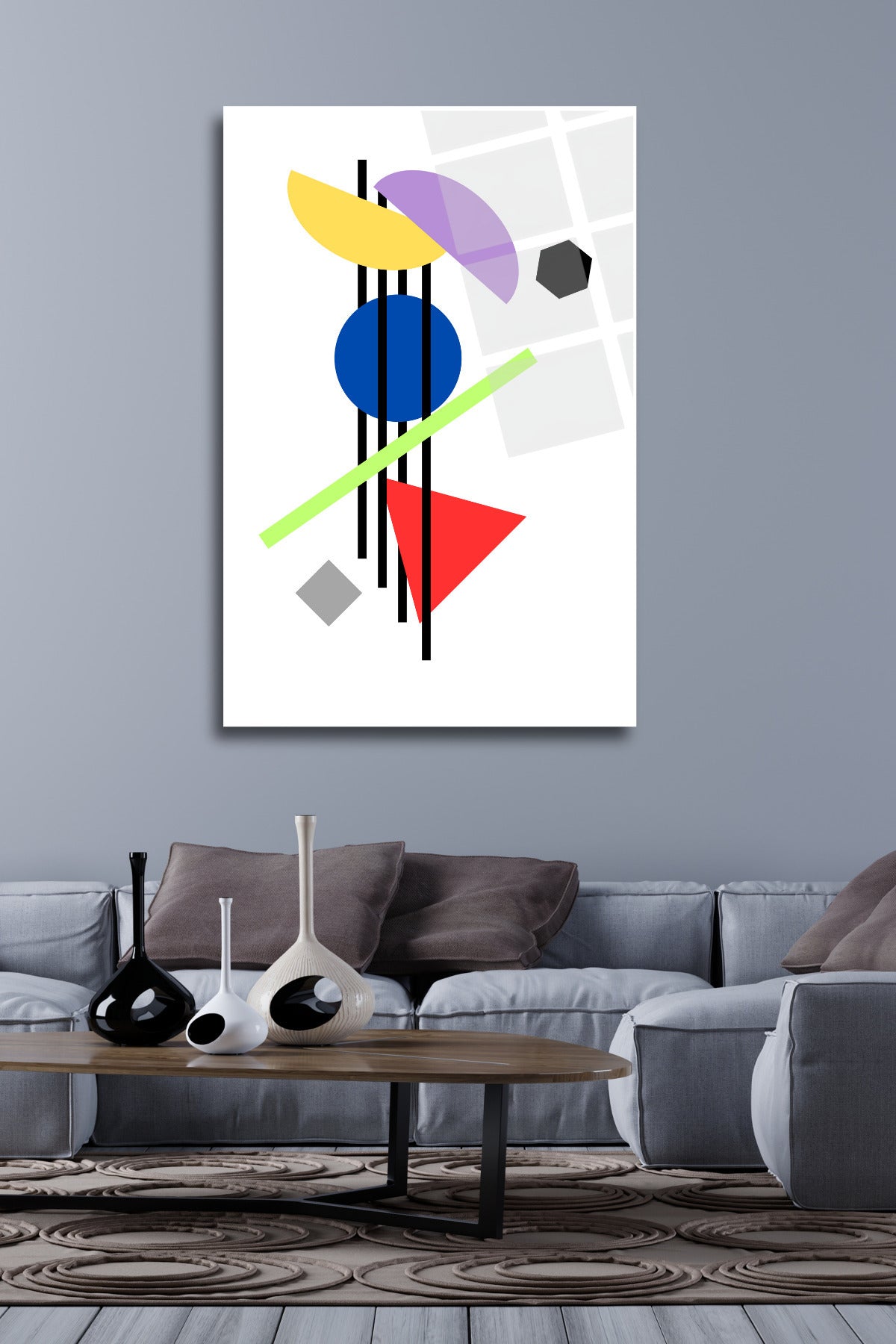 Geometrik Şekiller Modern Cam Tablo 106 - 45 x 65