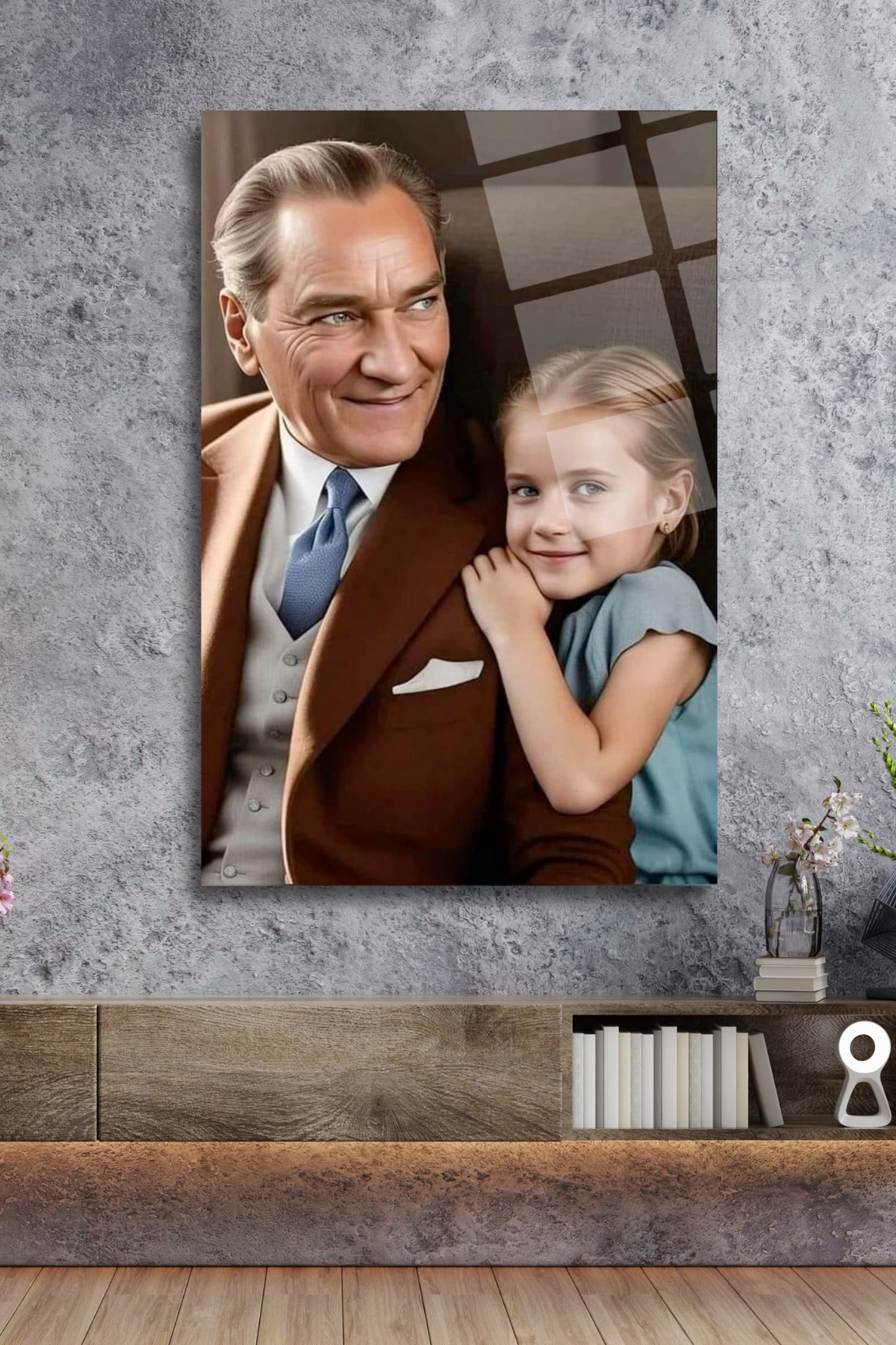 Atatürk ve Çocuk, Cam Tablo HMDS0139