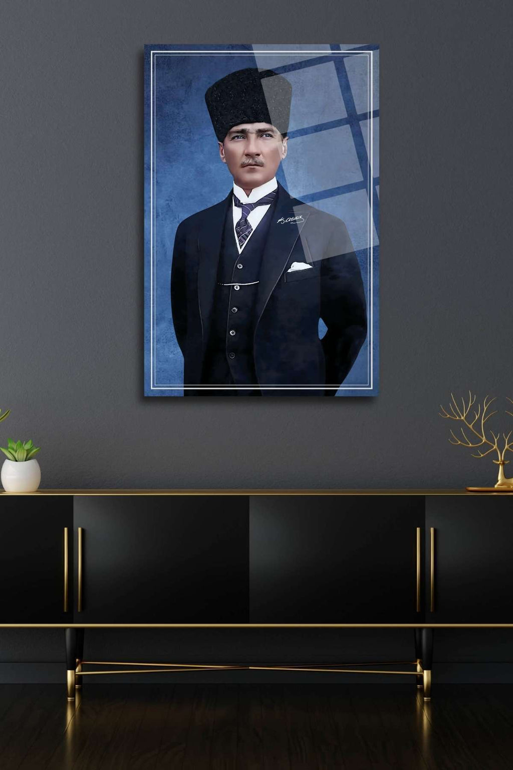 Mustafa Kemal Atatürk Cam Tablo 326 - 60 x 90