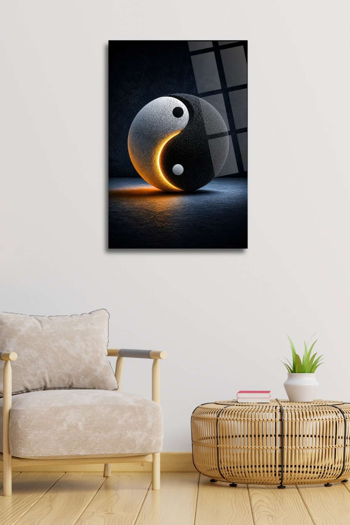 Yin Yang , Kırılmaya Dayanıklı Cam Tablo HMDS0475