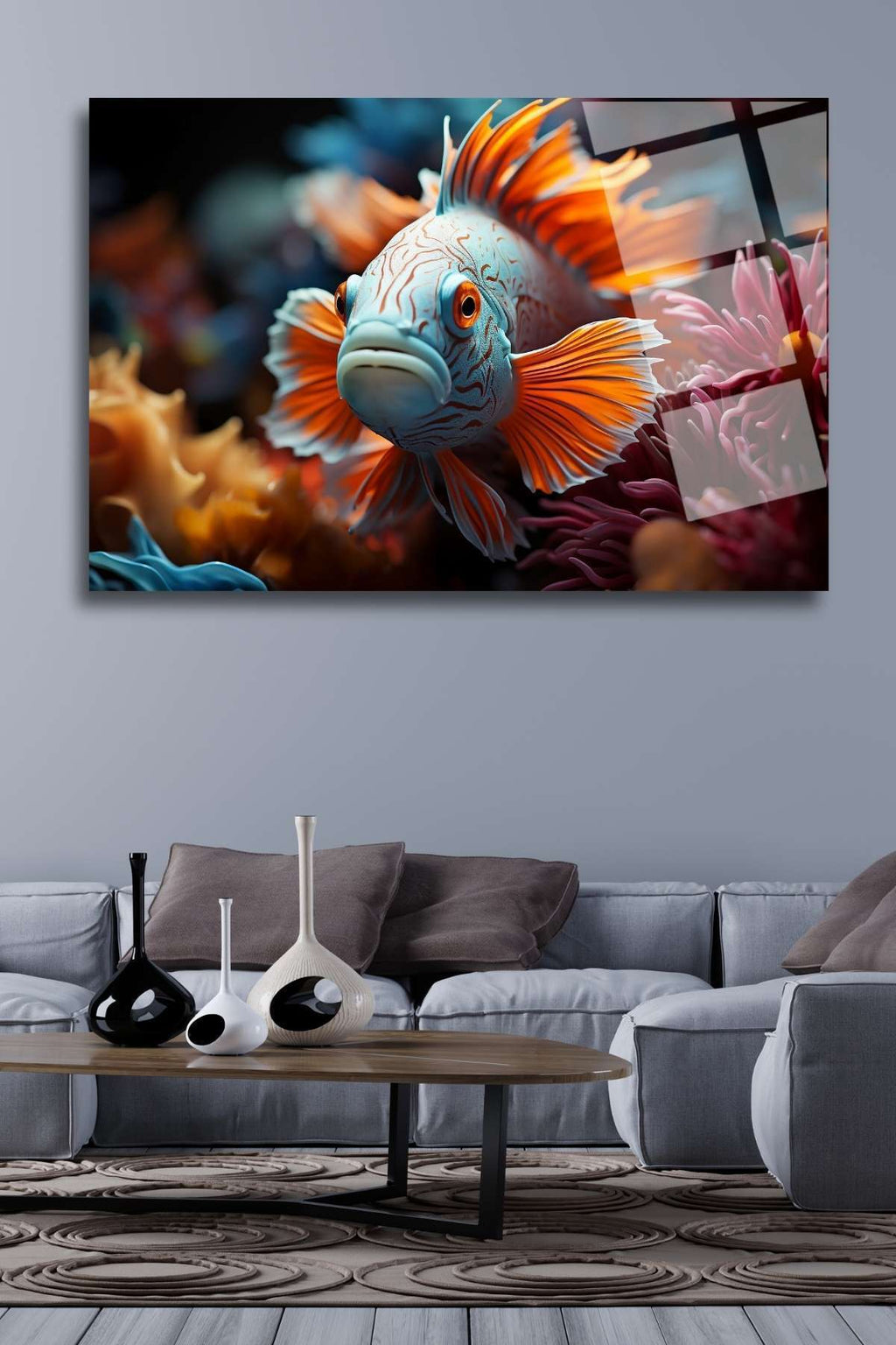 Tropik Balık , Cam Tablo 241 - 60 x 90