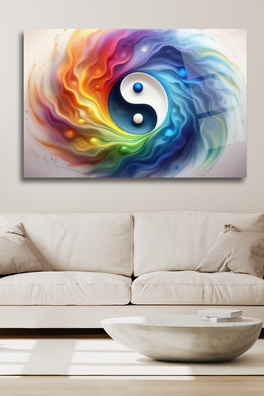 Yin Yang Denge Cam Tablo 120 - 30 x 45