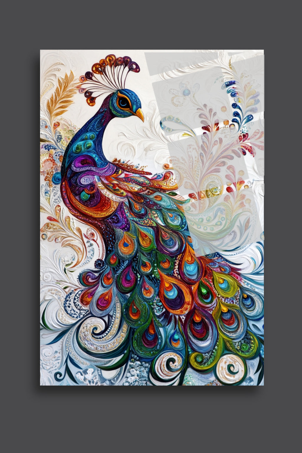 Tavus Kuşu Cam Tablo 133 - 30 x 45