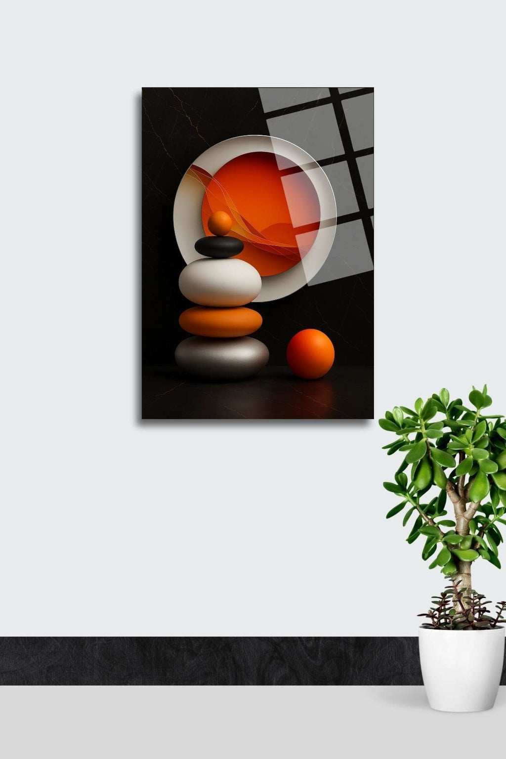 Renkli Taşlar ve Daireler Cam Tablo 403 - 60 x 90