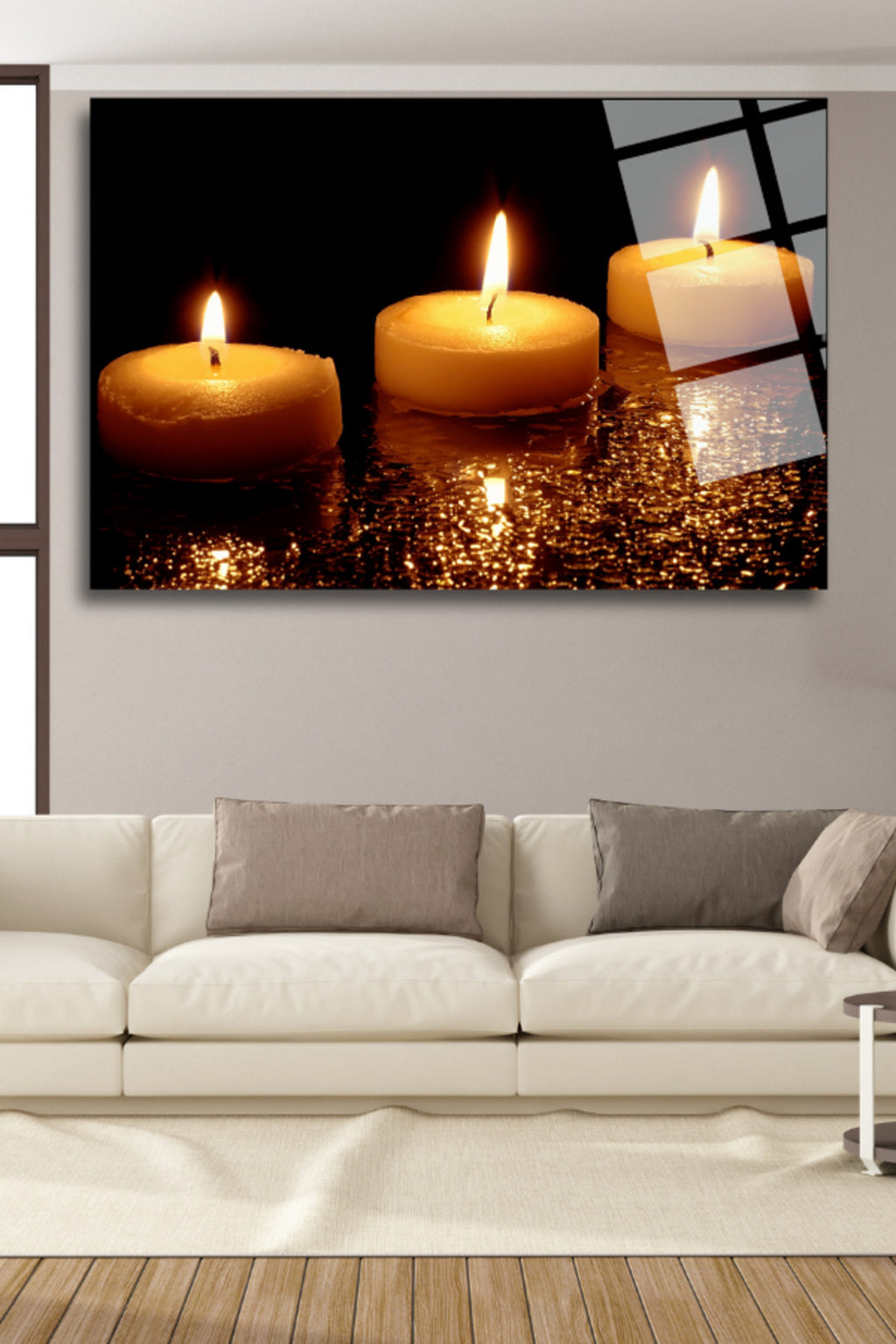 Mum Işıkları , Dayanıklı Cam Tablo 203 - 45 x 65