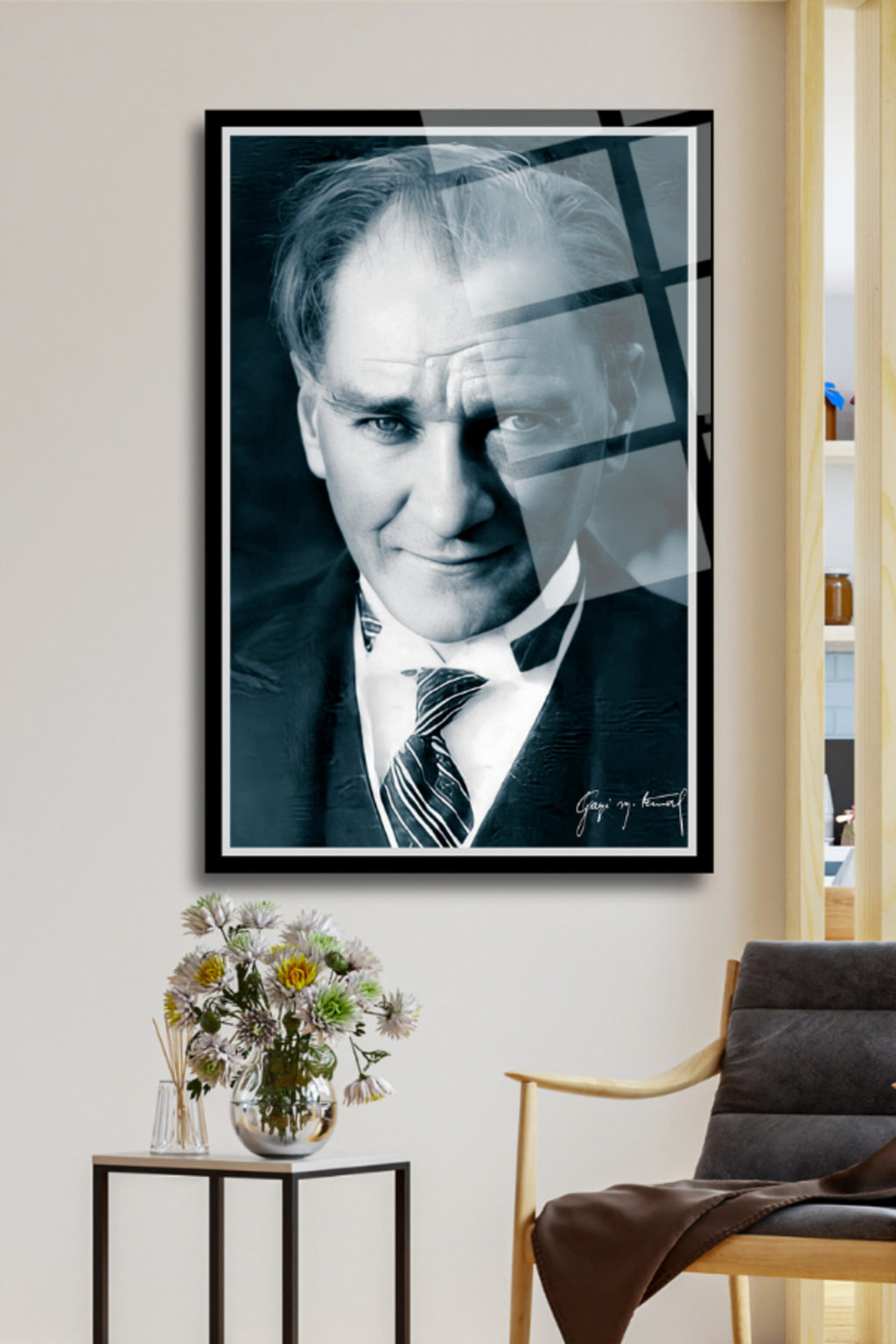 Mustafa Kemal Atatürk Tablosu, Yüksek Çözünürlüklü Cam Tablo 192 - 45 x 65