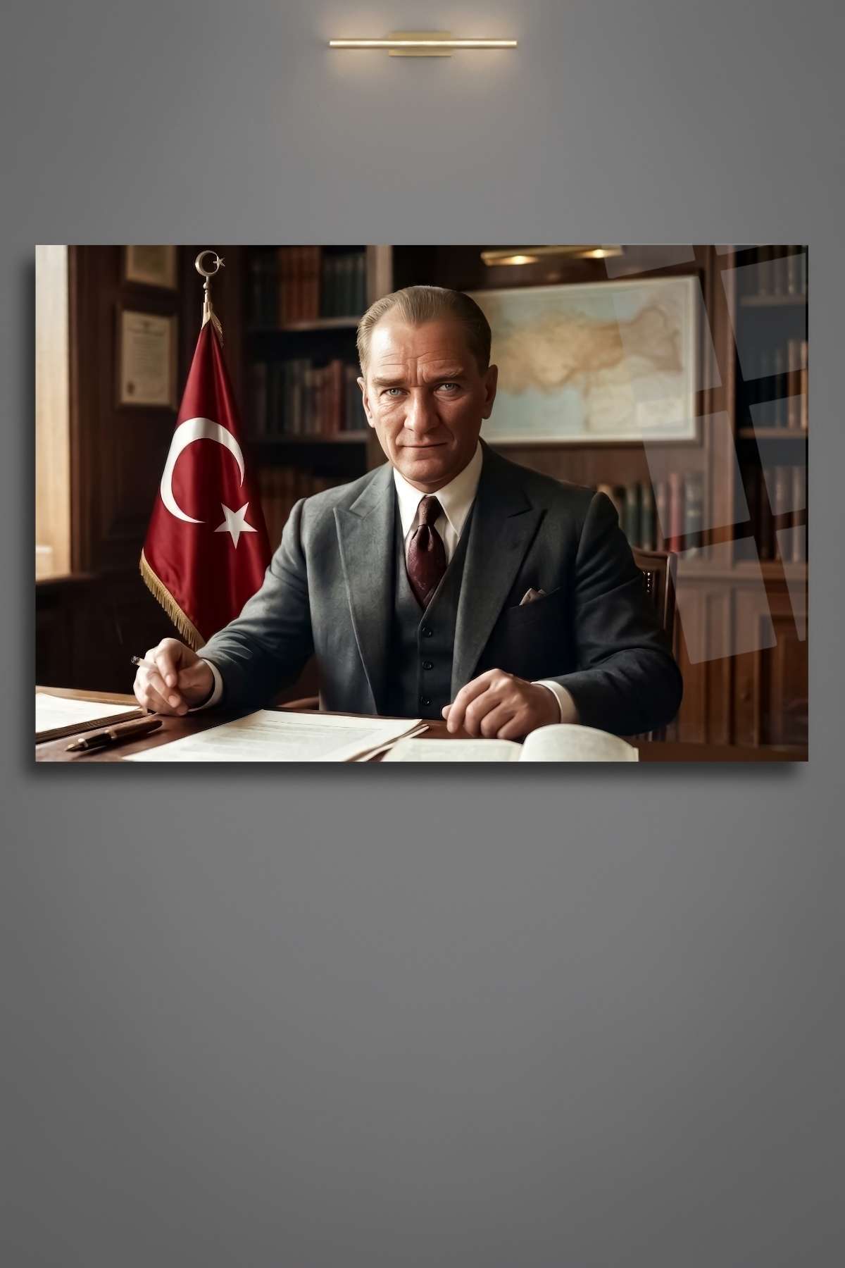 Mustafa Kemal Atatürk Cam Tablo 479 - 30 x 45
