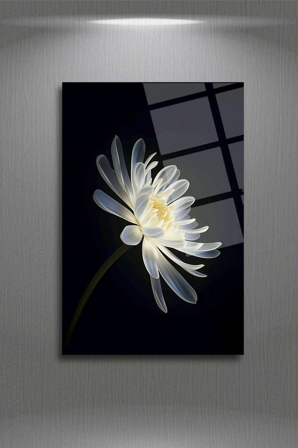 Beyaz Çiçek Cam Tablo 303 - 30 x 45