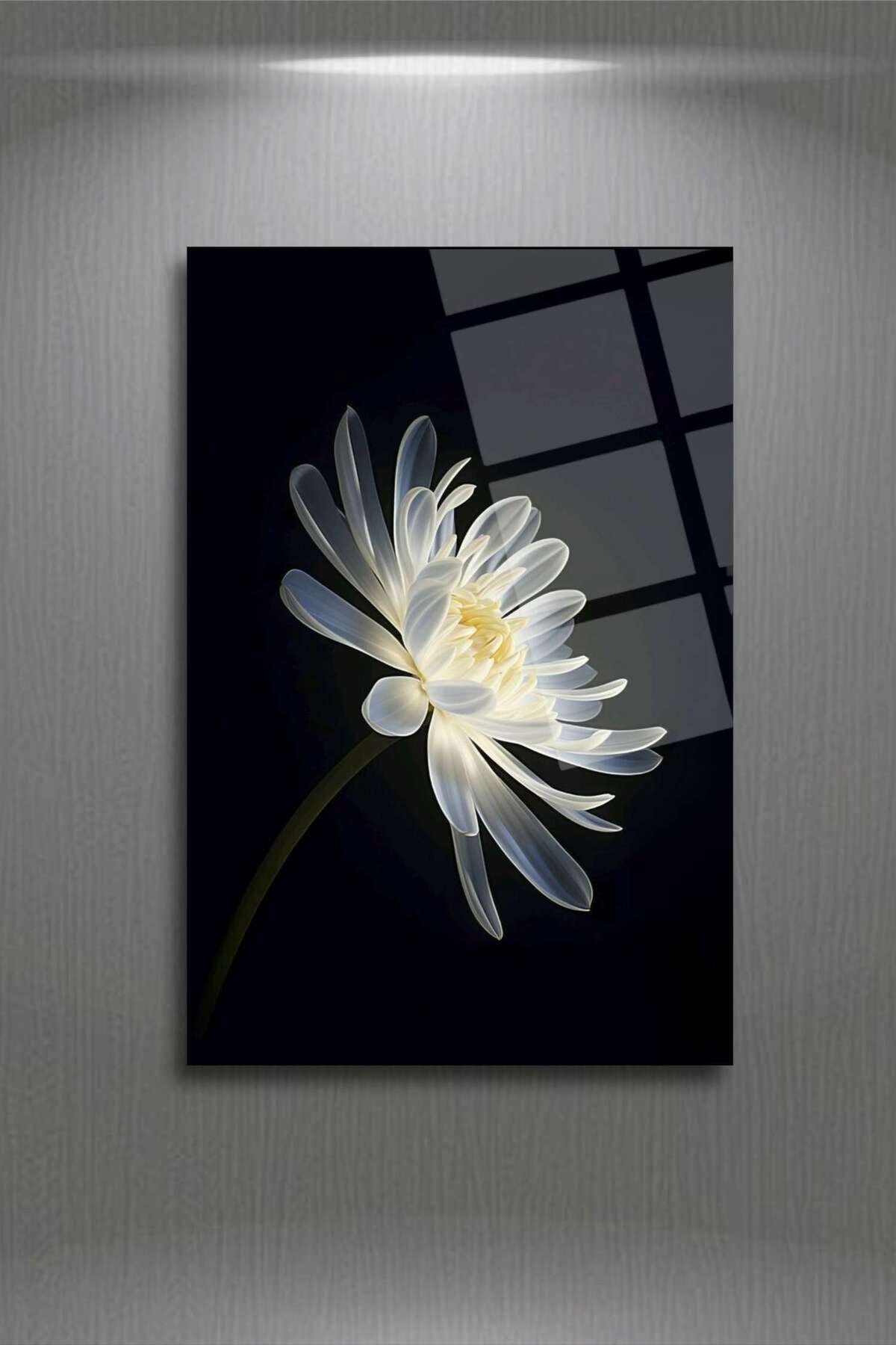 Beyaz Çiçek Cam Tablo 303 - 30 x 45