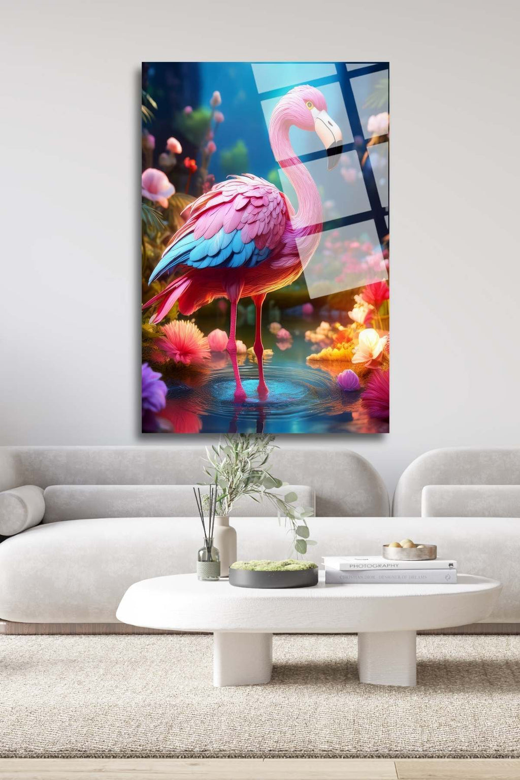 Flamingo Tablosu, Kırılmaya Dayanıklı, Cam Tablo HMDS0247