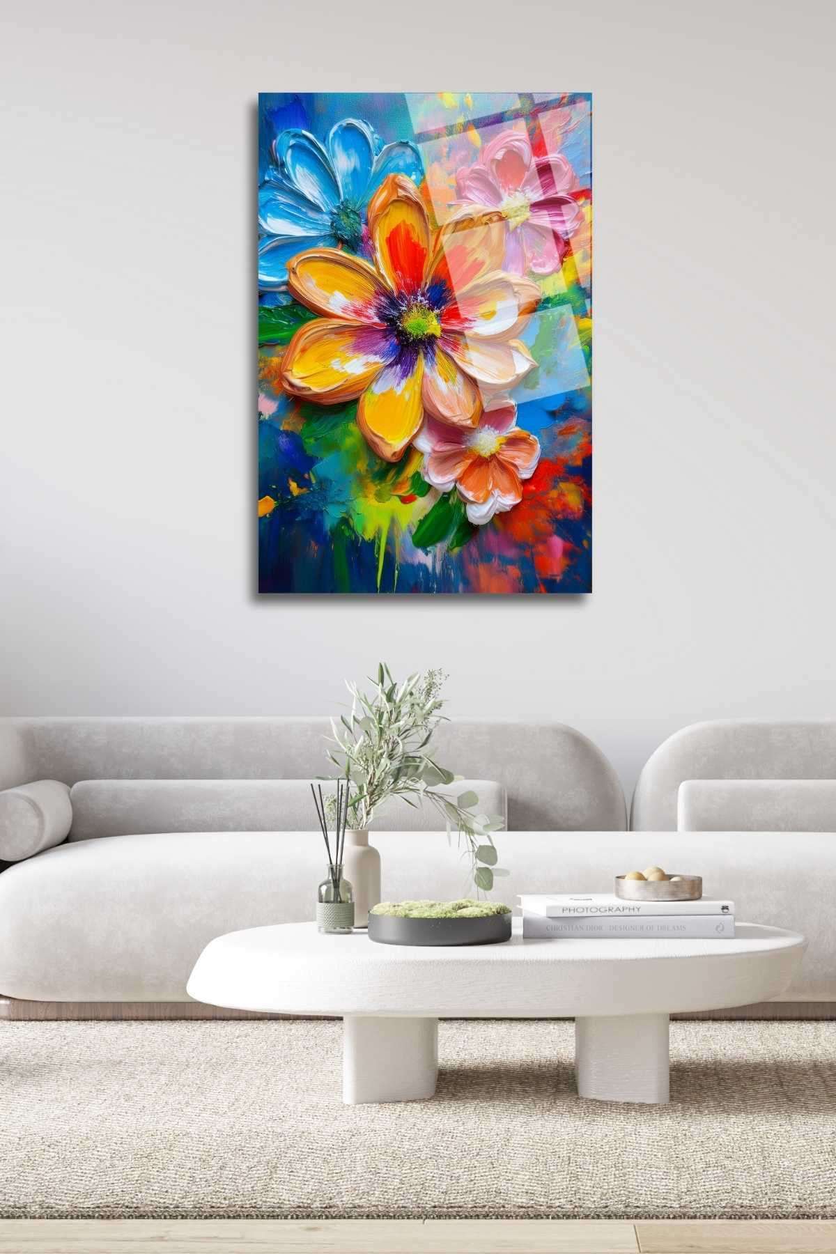 Çiçekler, Kırılmaya Dayanıklı Cam Tablo 258 - 45 x 65