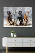 Dört Nala Koşan Atlar Cam Tablo 385 - 30 x 45