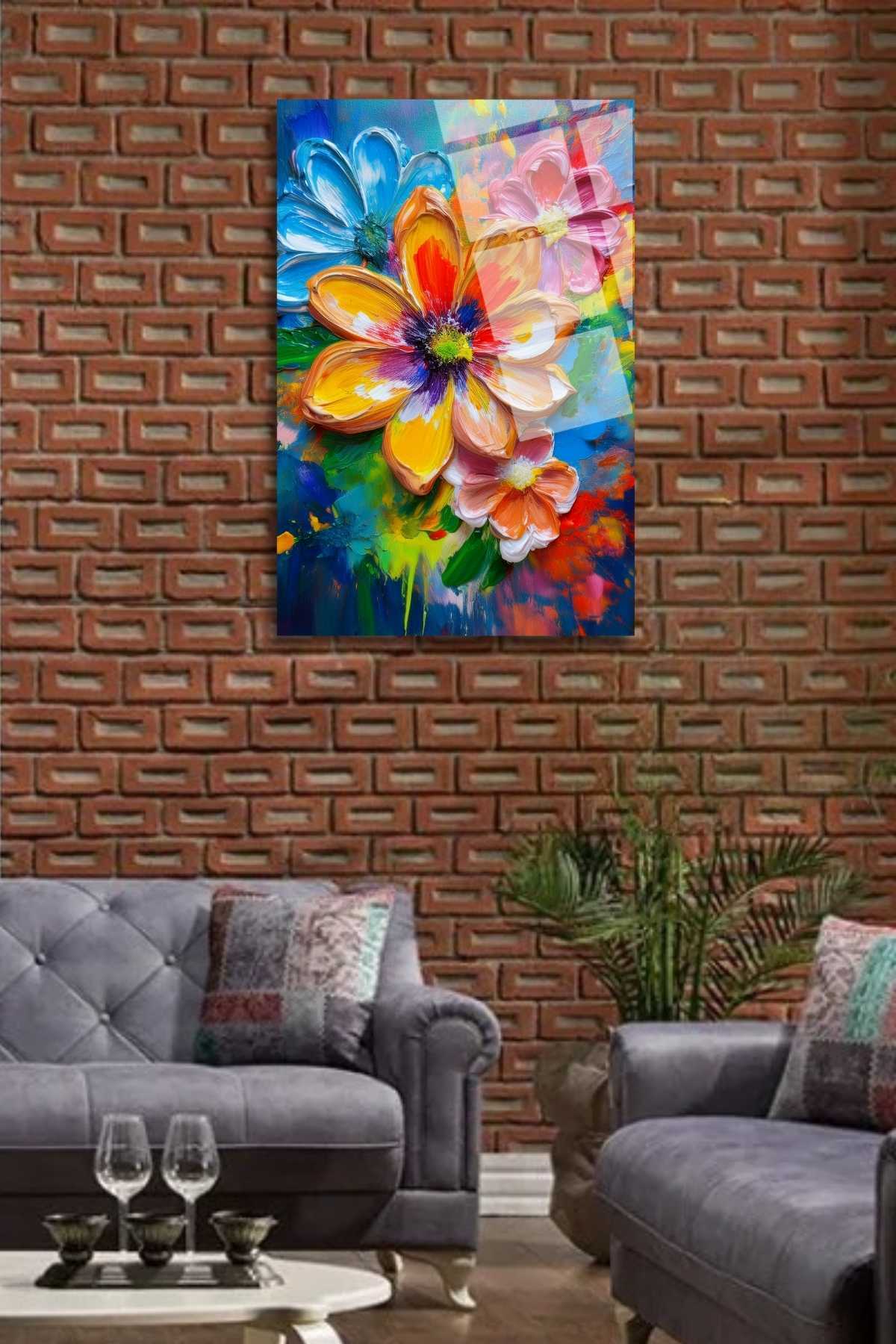 Çiçekler, Kırılmaya Dayanıklı Cam Tablo 258 - 60 x 90
