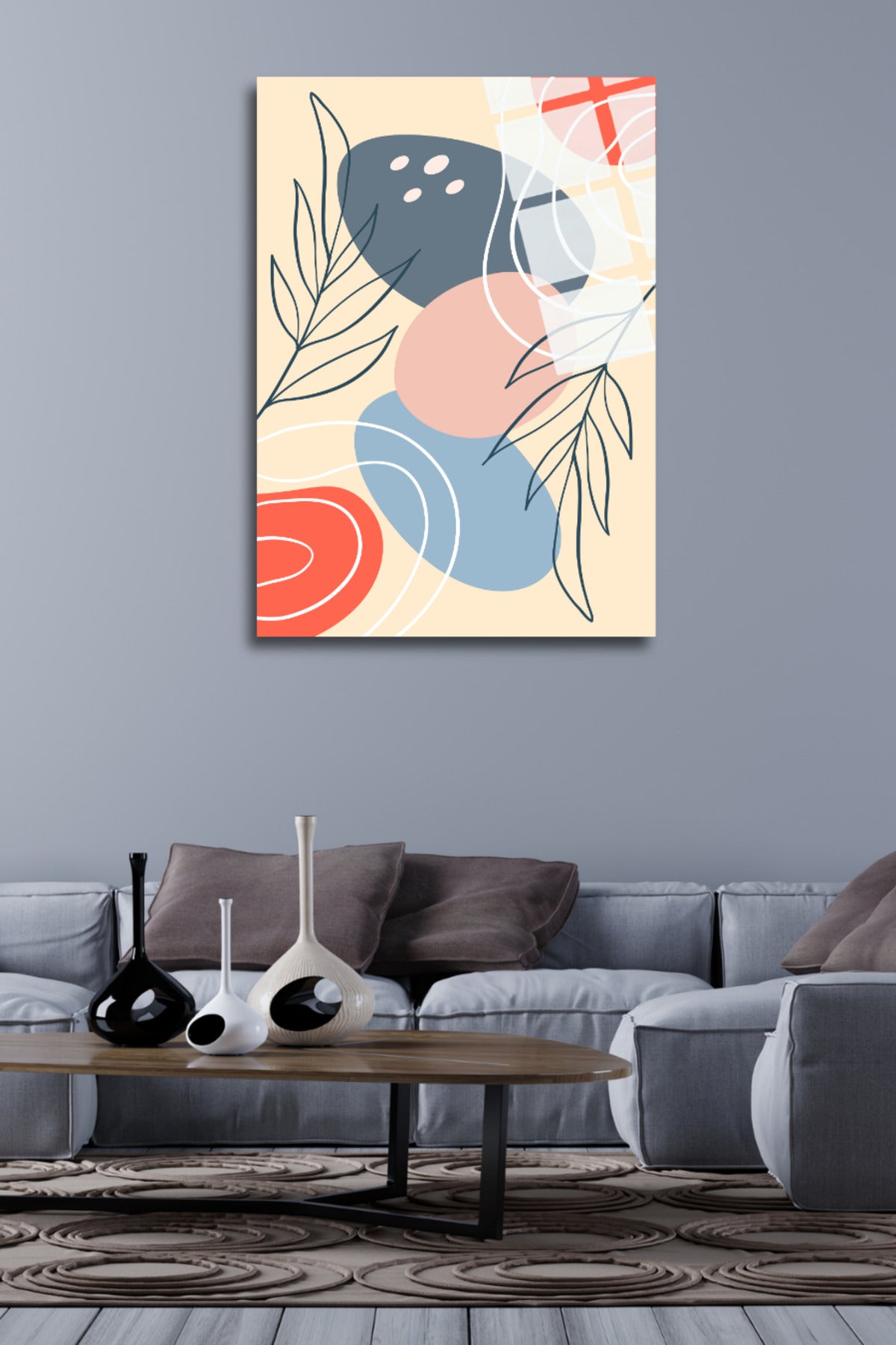 Yapraklar ve Taşlar, Bohem Tarzı Cam Tablo 178 - 30 x 45