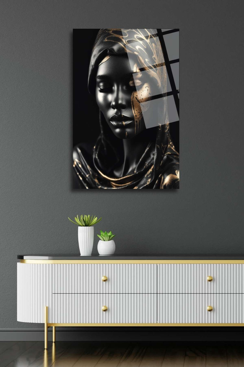 Siyahi Kadın Cam Tablo 370 - 60 x 90