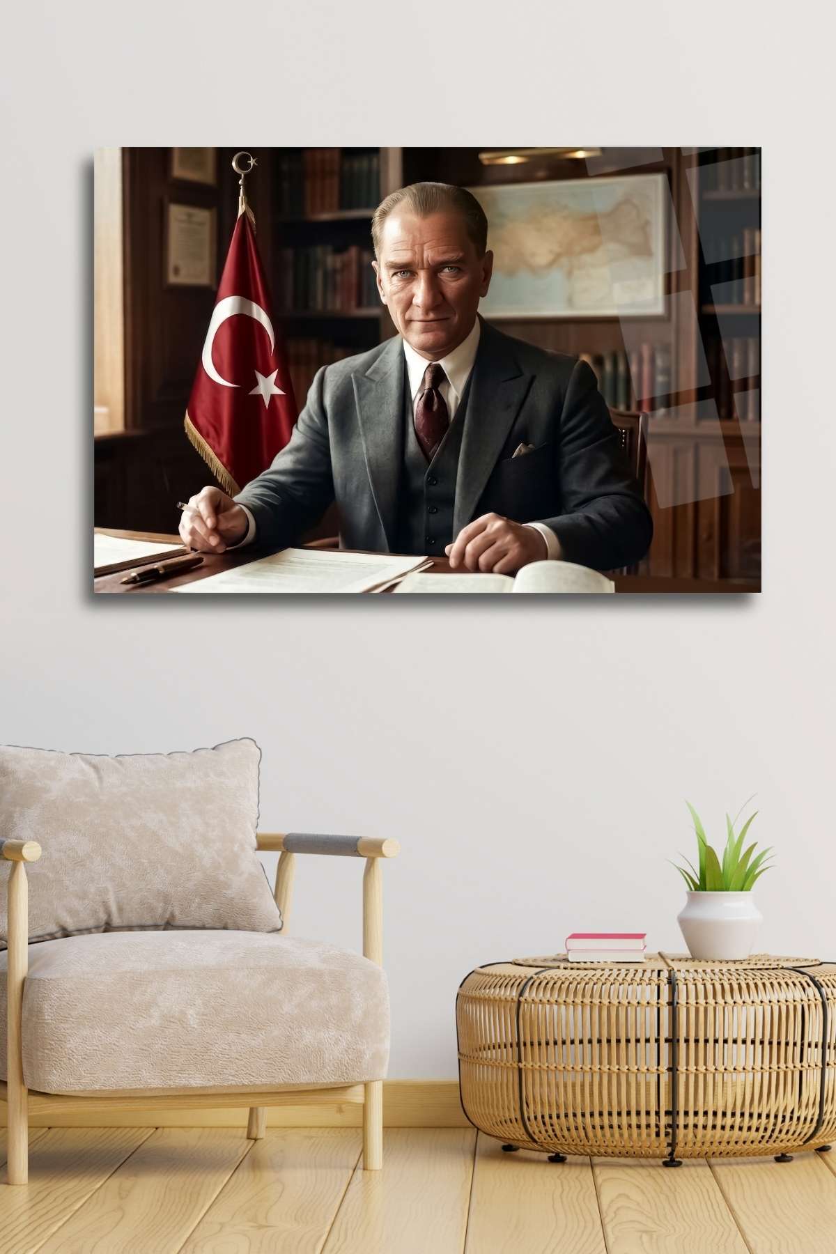Mustafa Kemal Atatürk Cam Tablo 479 - 45 x 65