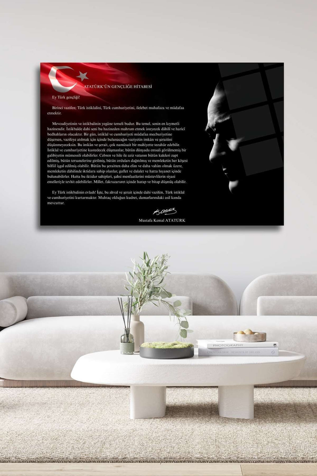 Atatürk'ün Gençliğe Hitabesi Cam Tablo 329 - 45 x 65