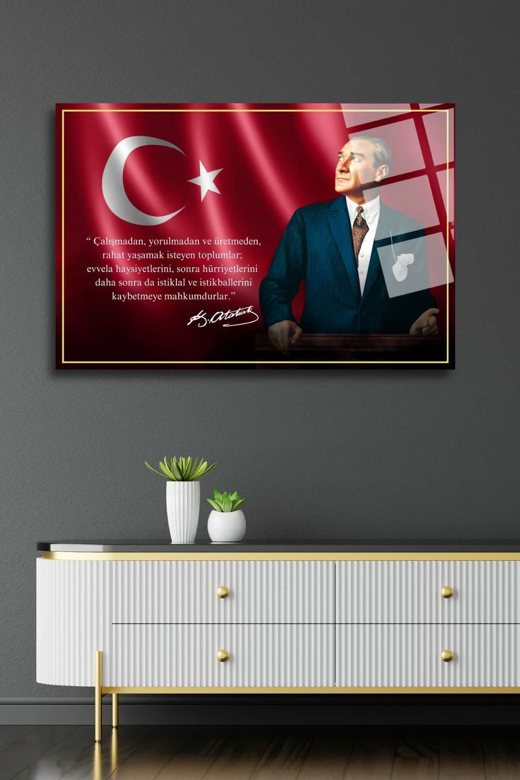 Mustafa Kemal Atatürk Tablosu , Cam Tablo 283 - 45 x 65