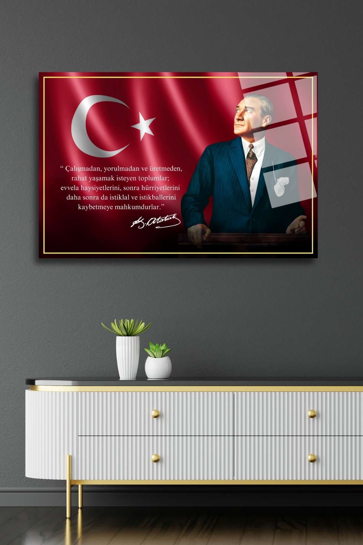 Mustafa Kemal Atatürk Tablosu , Cam Tablo 283 - 45 x 65