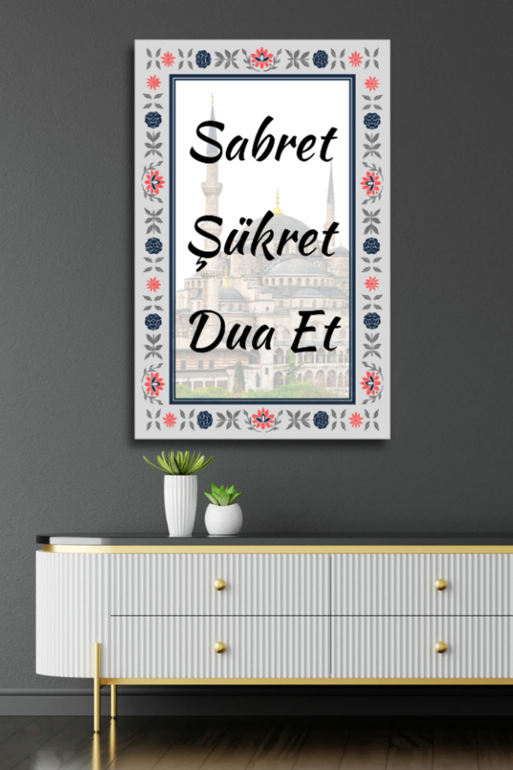Sabret, Şükret, Dua Et, İslami Cam Tablo HMDS0160