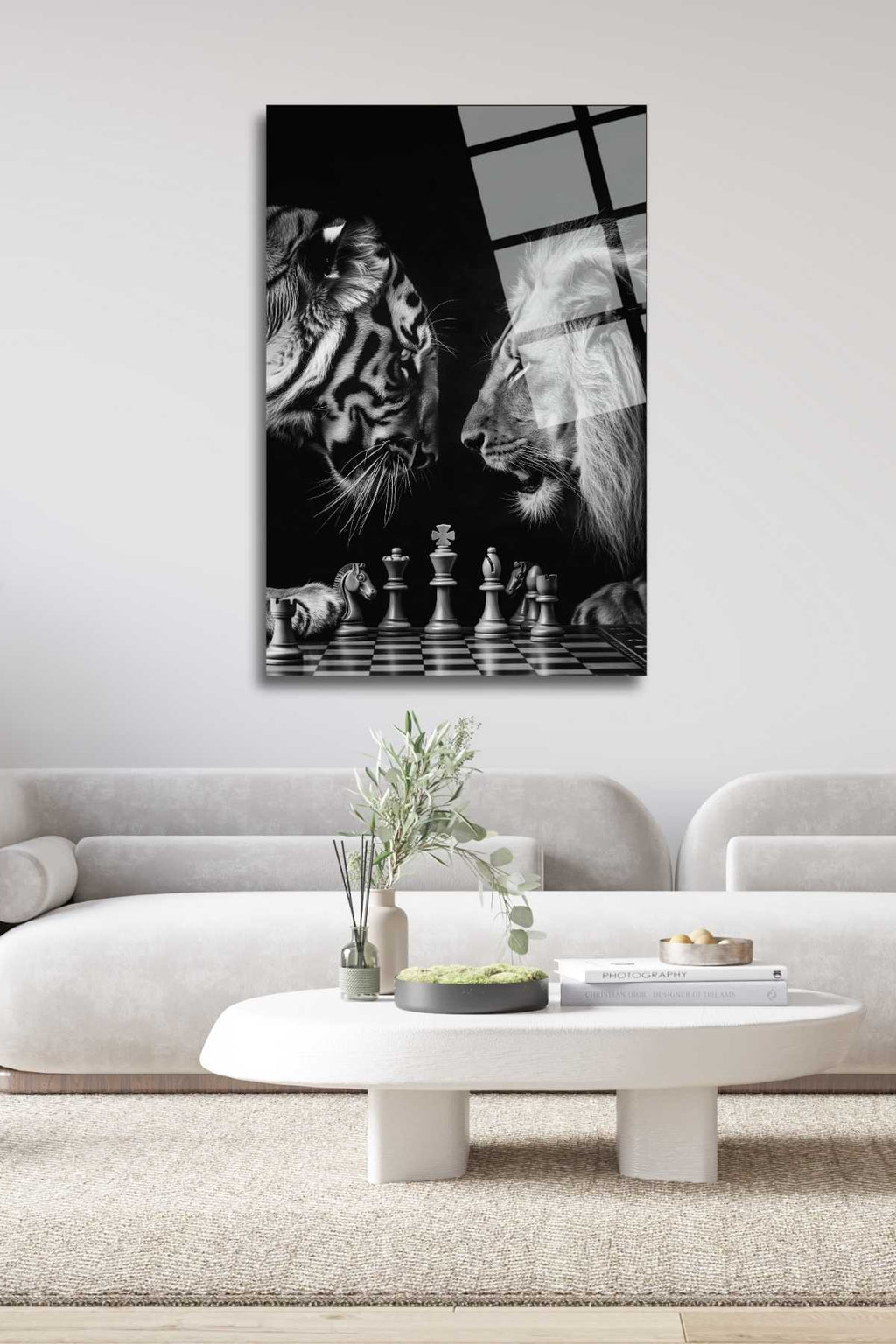 Satranç, Aslan ve Kaplan, Cam Tablo 249 - 60 x 90