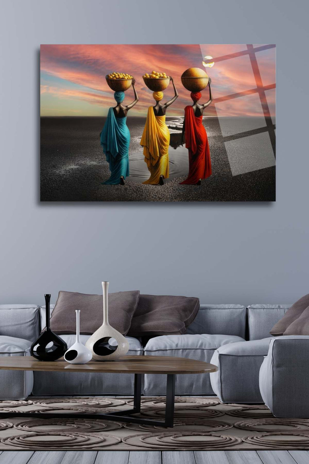 Siyahi Kadınlar Cam Tablo HMDS0296