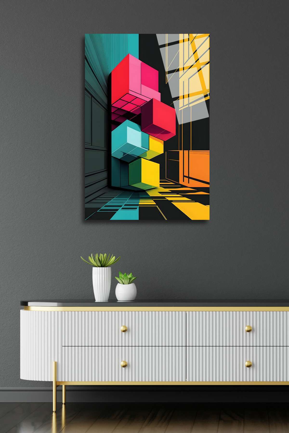 Modern 3 D Görünümlü Cam Tablo 299 - 60 x 90