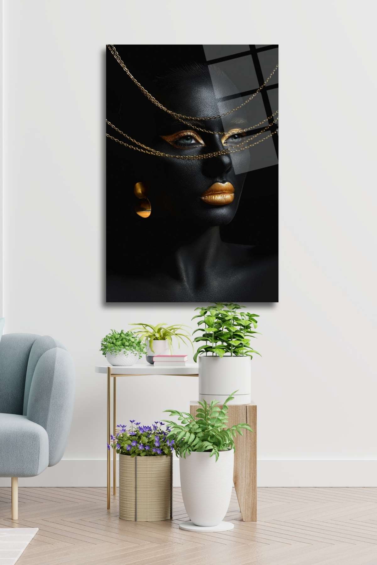 Siyahi Kadın Cam Tablo 433 - 45 x 65