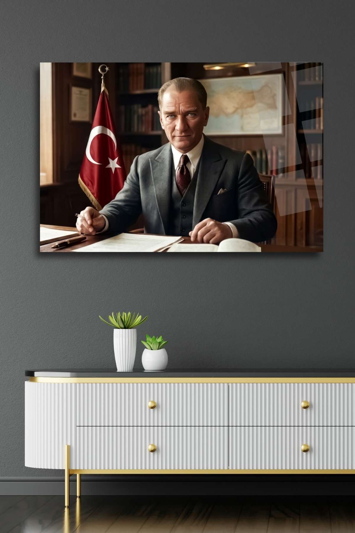 Mustafa Kemal Atatürk Cam Tablo 479 - 60 x 90