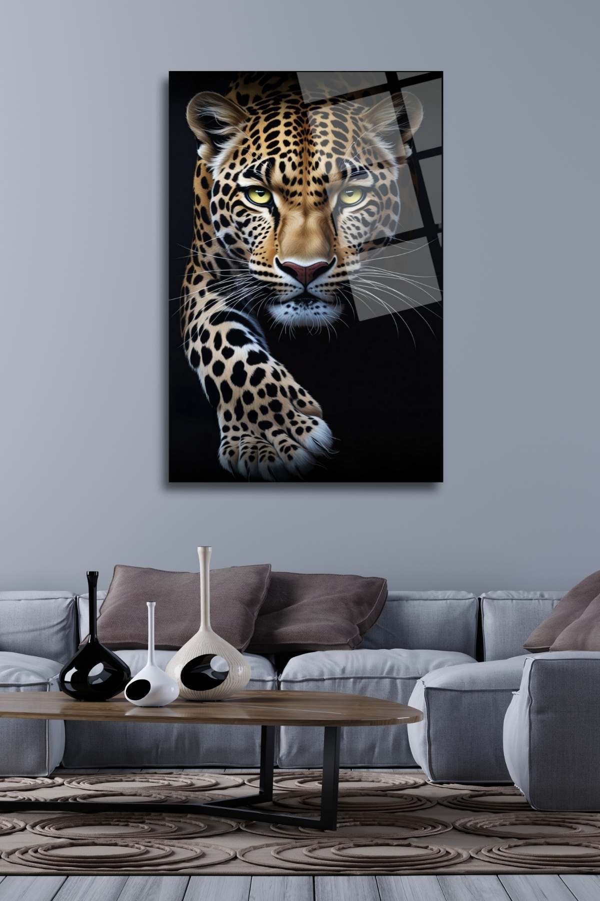 Jaguar Tablosu, Modern Cam Tablo 294 - 60 x 90