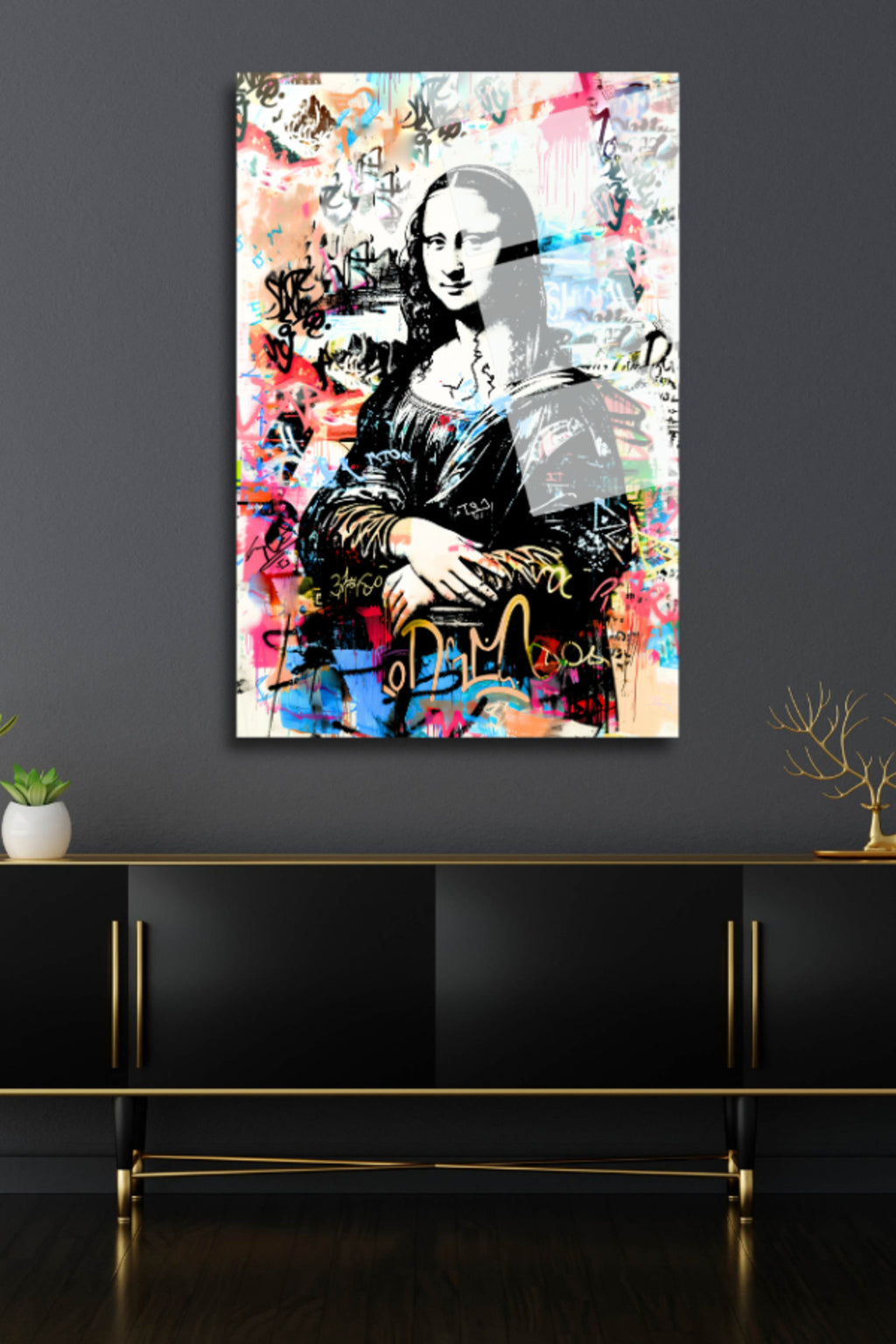 Mona Lisa, Pop Art,  Cam Tablo 197 - 60 x 90