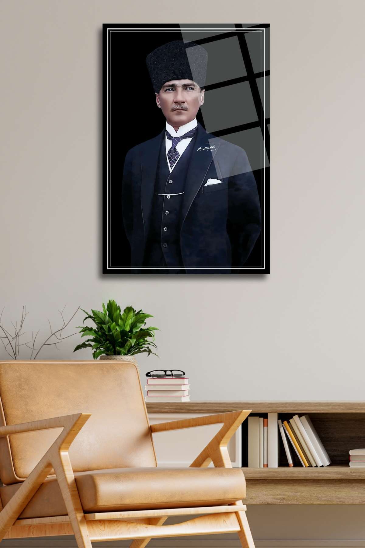 Mustafa Kemal Atatürk Tablosu, Kırılmaya Dayanıklı Cam Tablo 327 - 45 x 65