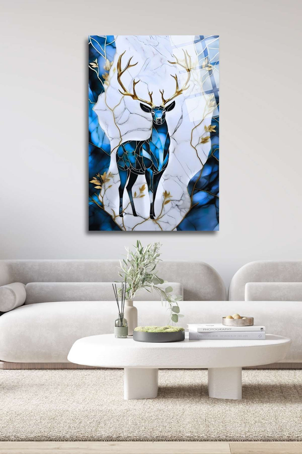 Altın Boynuzlu Geyik Cam Tablo 314 - 45 x 65