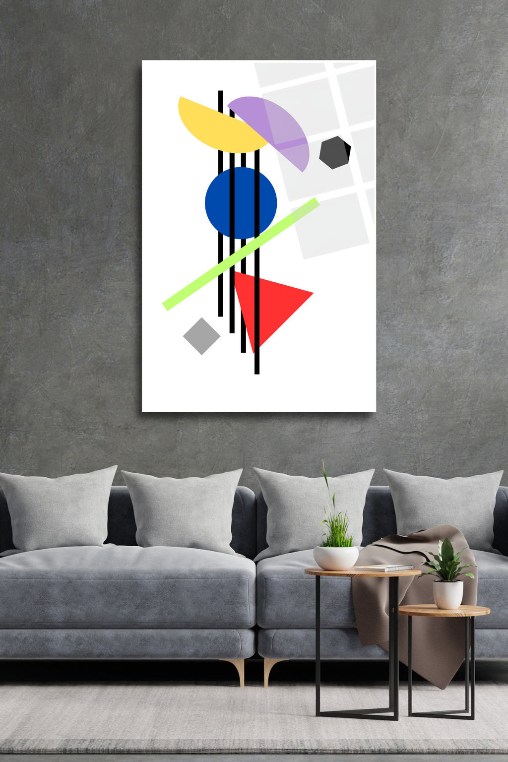 Geometrik Şekiller Modern Cam Tablo HMDS0106