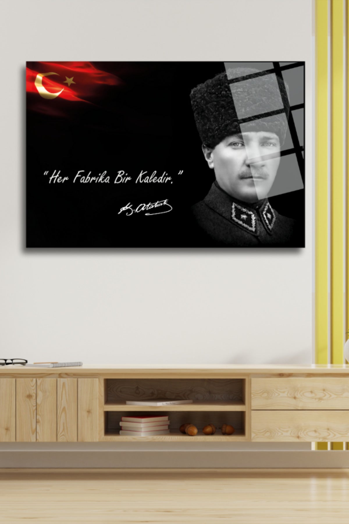 Mustafa Kemal Atatürk Cam Tablo 368 - 60 x 90