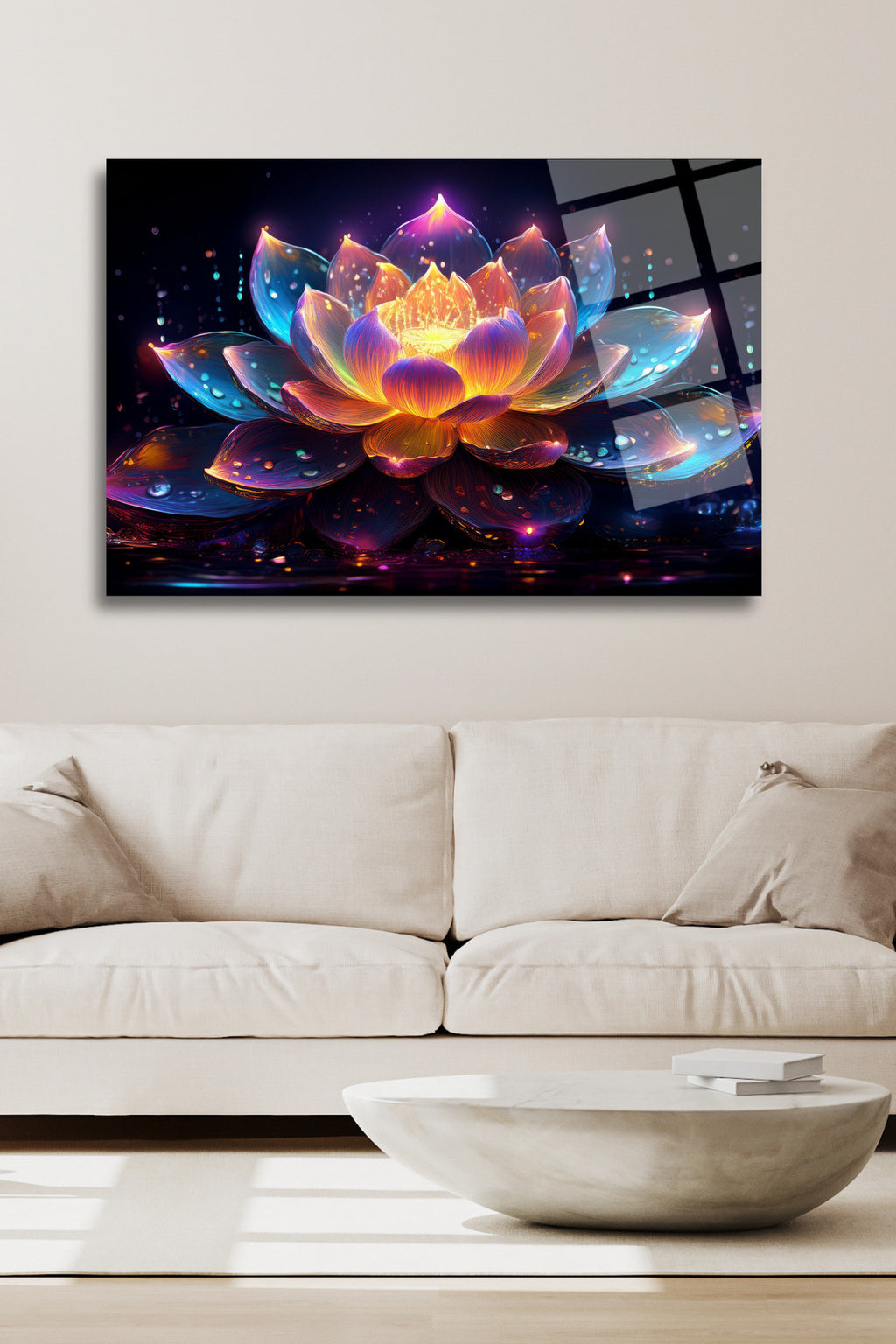 Lotus Çiçeği Cam Tablo 105 - 30 x 45